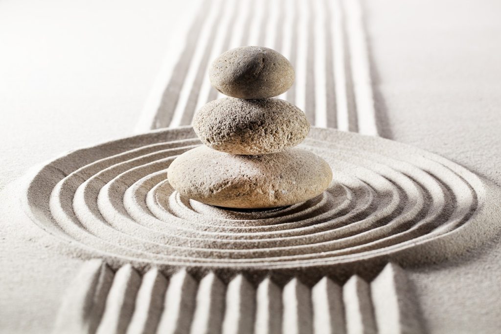 zen, sand, stones